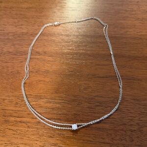 5/8 ctw, Round Lab Grown Diamond Double Chain Solitaire Necklace, Sterling